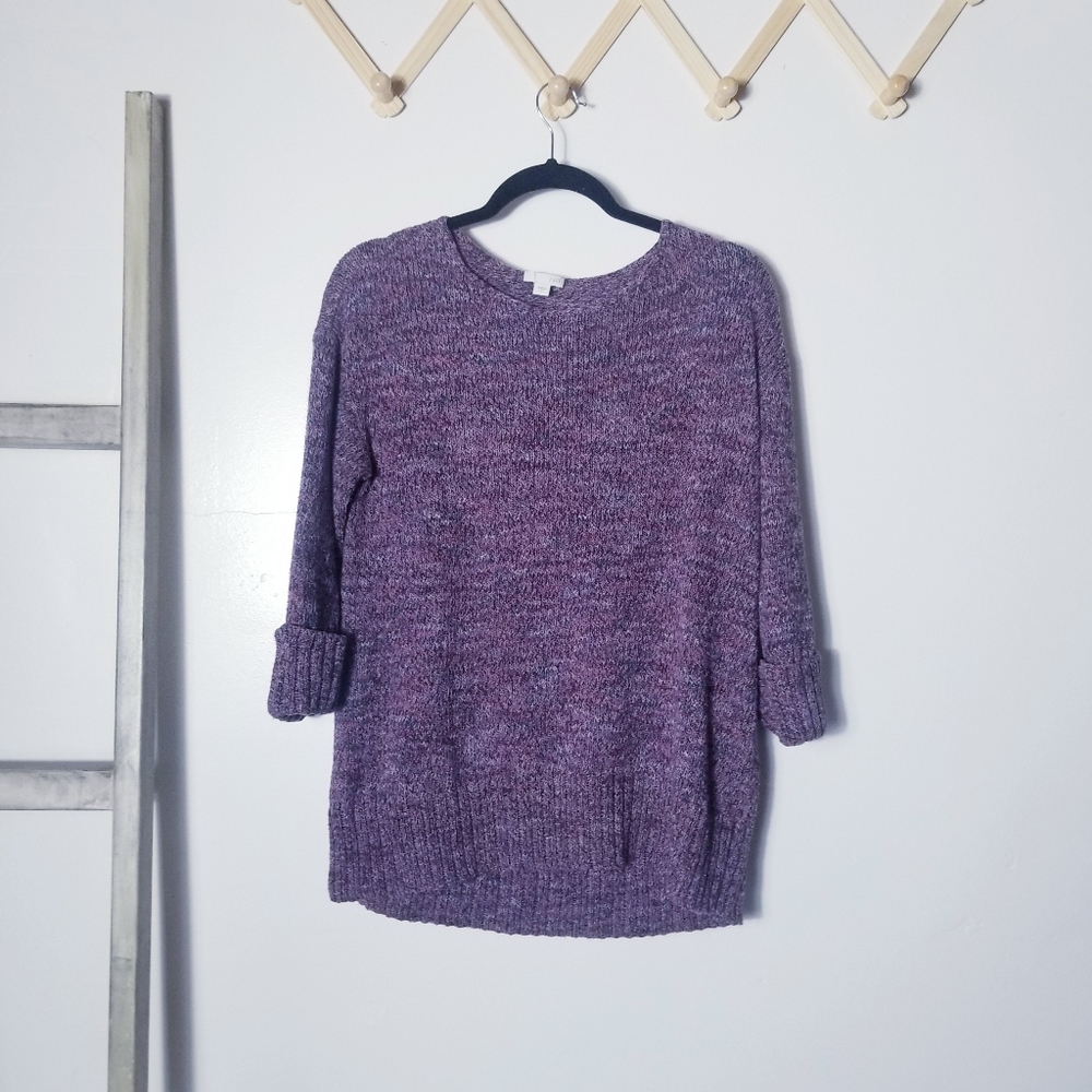 J JILL HEAVY OVERSIZED SWEATER PURPLE WITH BLUE SIZE SMALL